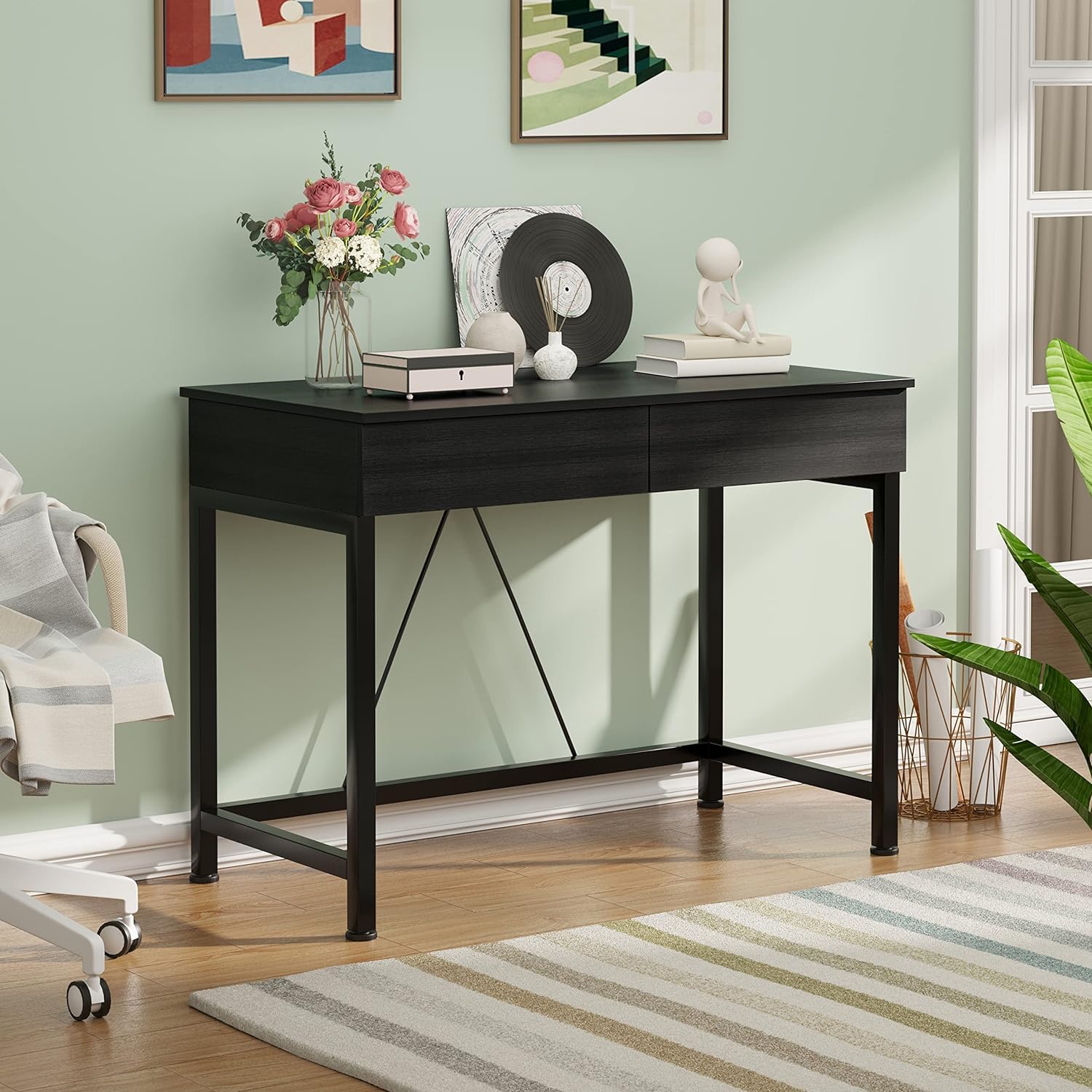 Small Computer Desk with Drawers 39 Inch