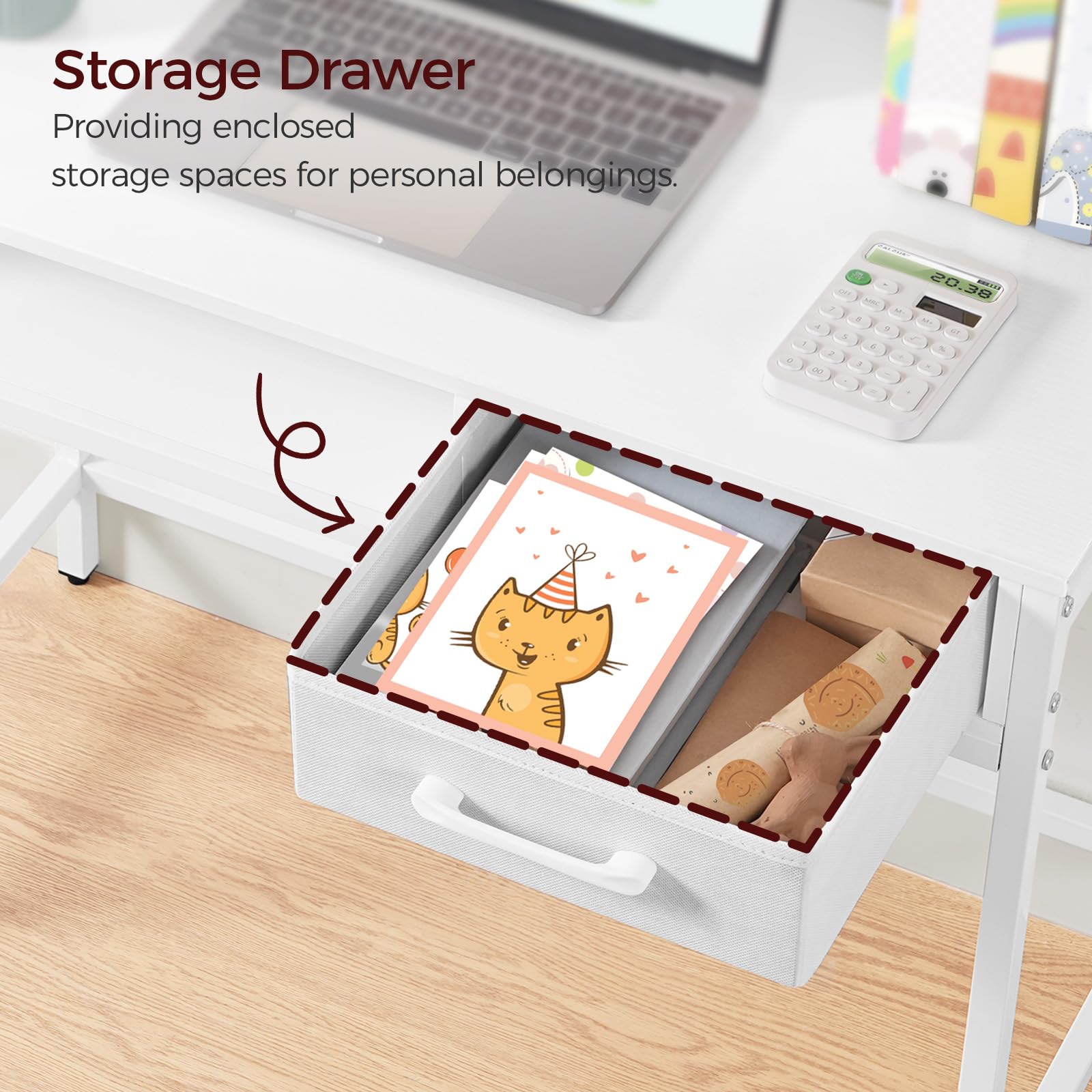 Kids Desk and Chair Set with Book Sorter and Fabric Drawer