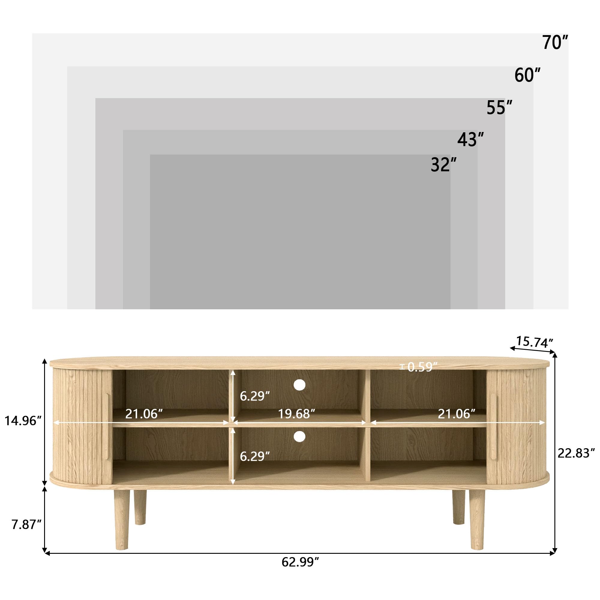 TV Stand with Sliding Doors and Storage Compartments
