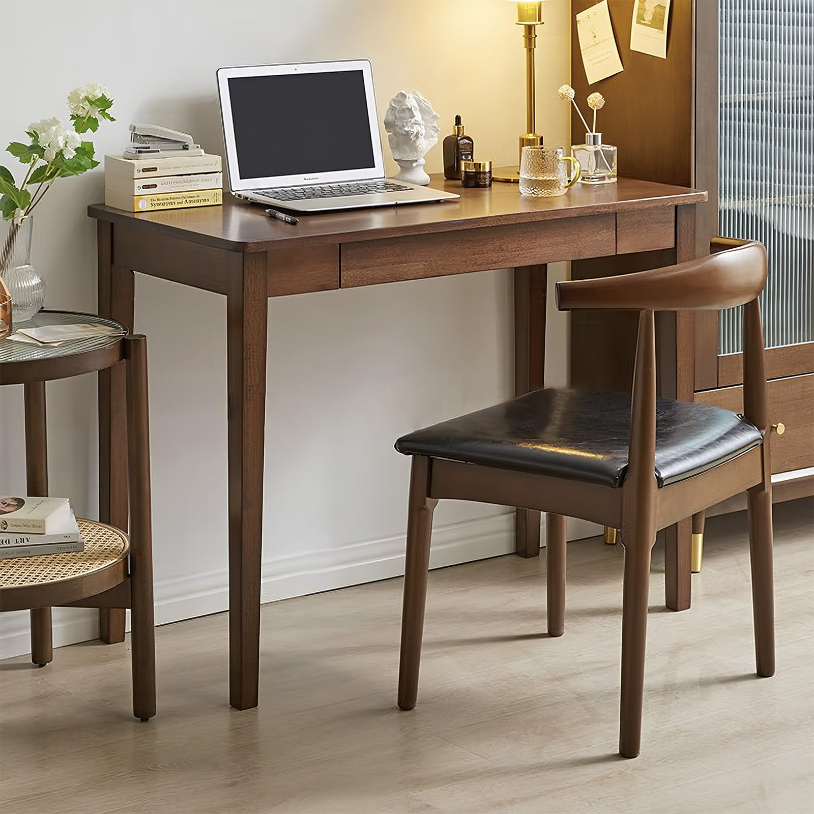 Mid-Century Modern Oak Computer Desk with Drawer