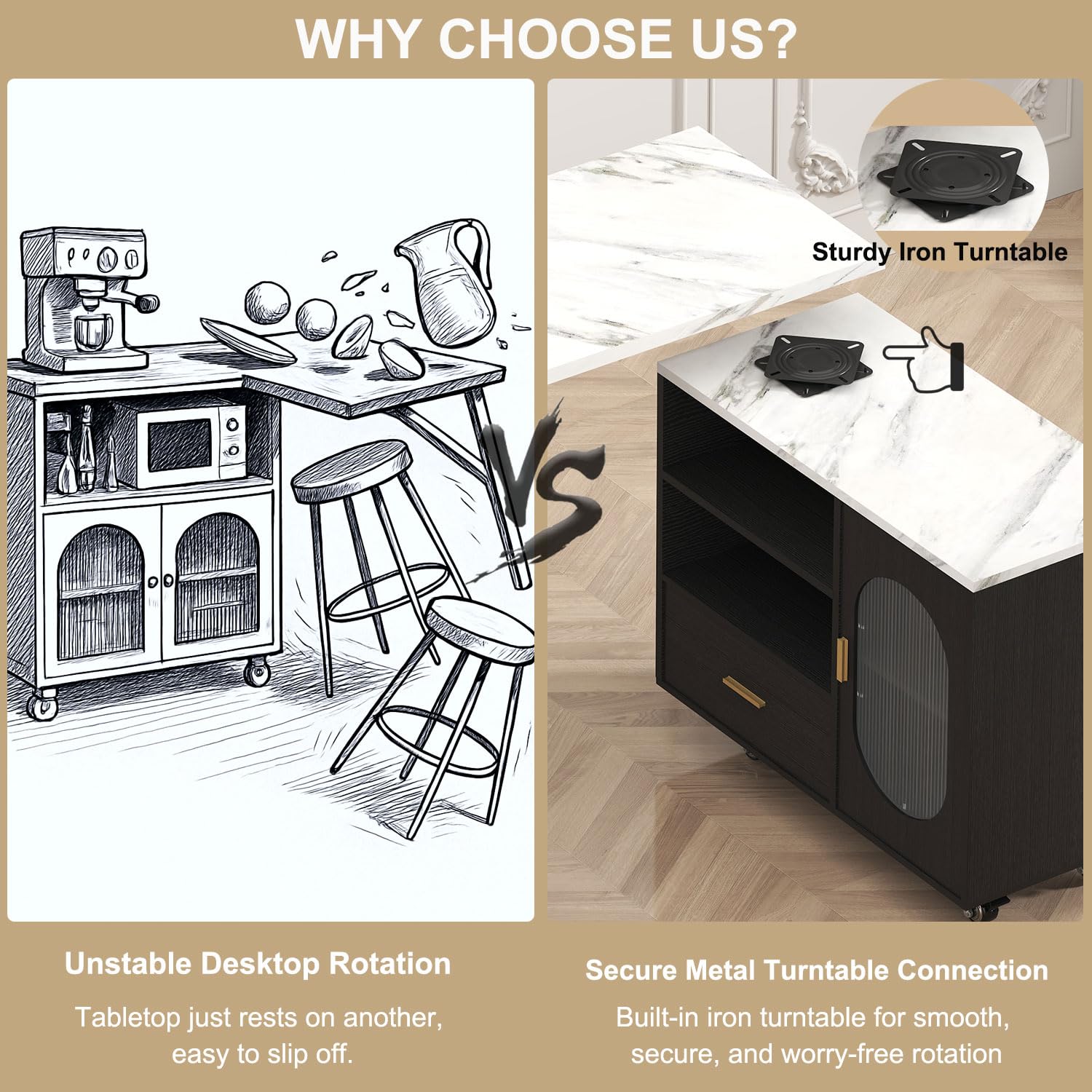 Mobile Kitchen Island Cart with Storage