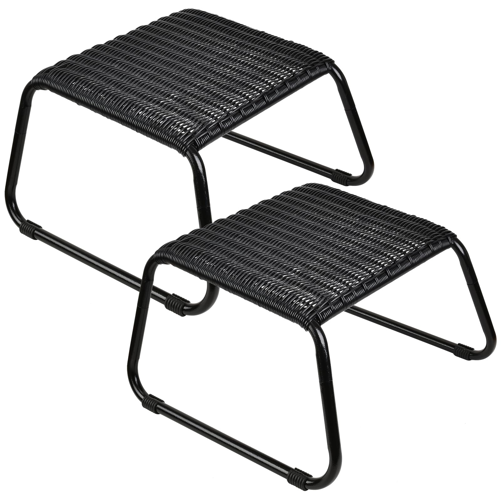Wicker Outdoor Footstool Ottoman 2-Pack