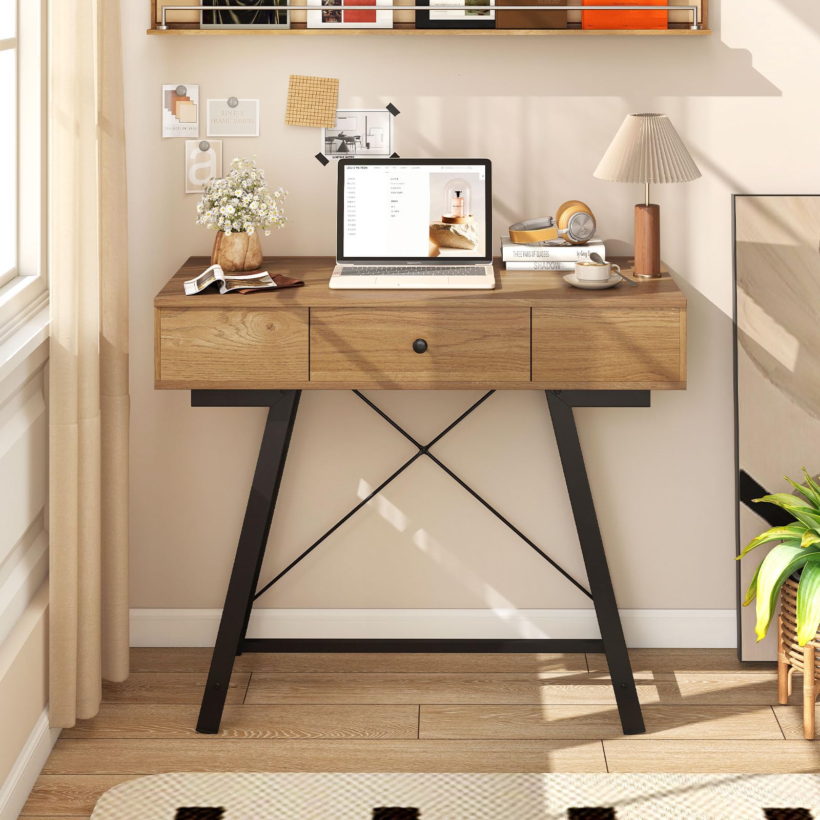 Vanity Desk with Flip Top Mirror and Charging Station