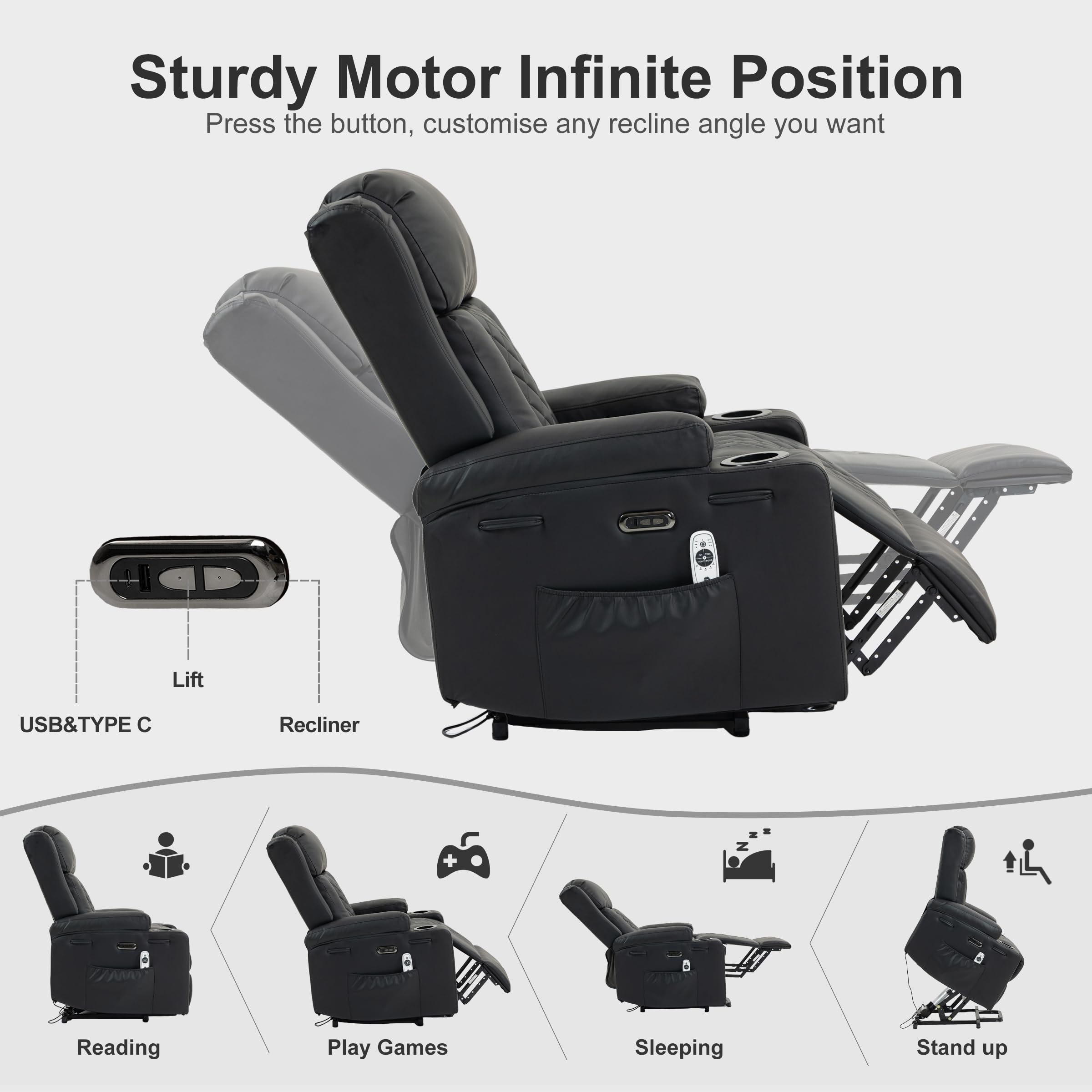 Power Lift Recliner Chair with Massage and Heating