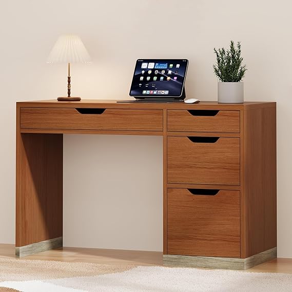 48 Inch White Desk with 4 Drawers