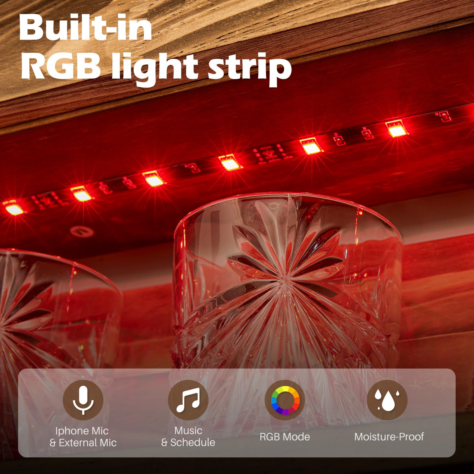 Wall Mounted Wine Rack with LED Light