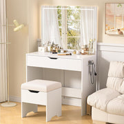 Vanity Desk Set with LED Lighted Mirror and Power Outlet