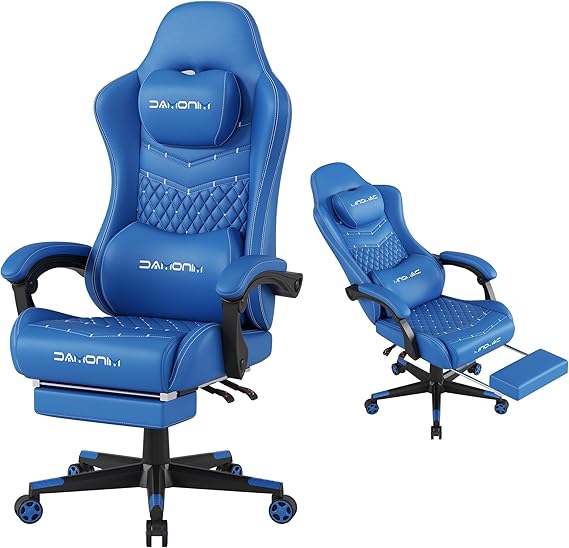Ergonomic Gaming Chair with Retractable Footrest - 400lb Capacity