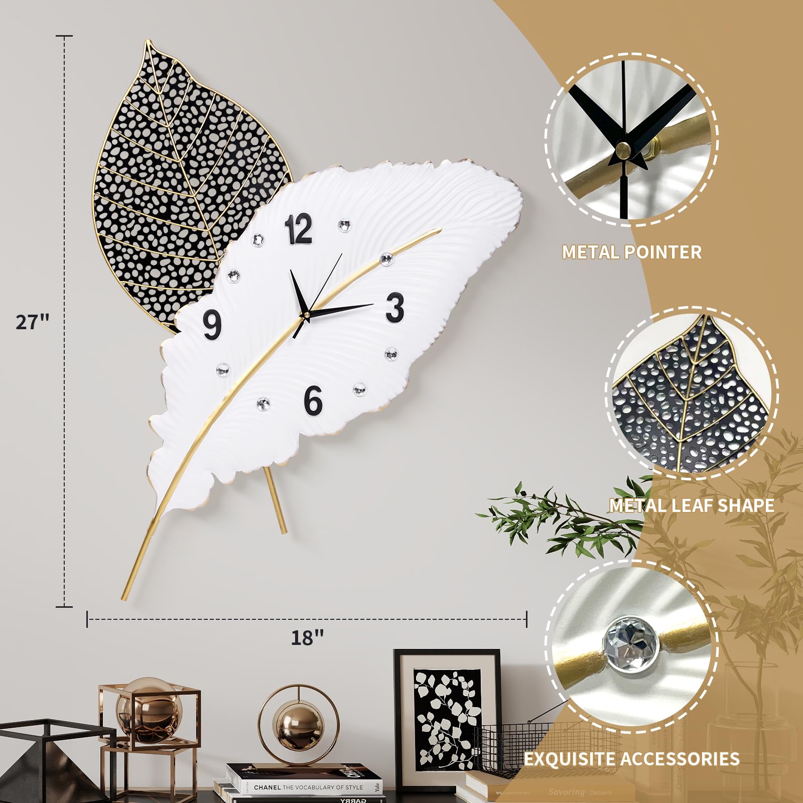 Large Modern Feather Wall Clock