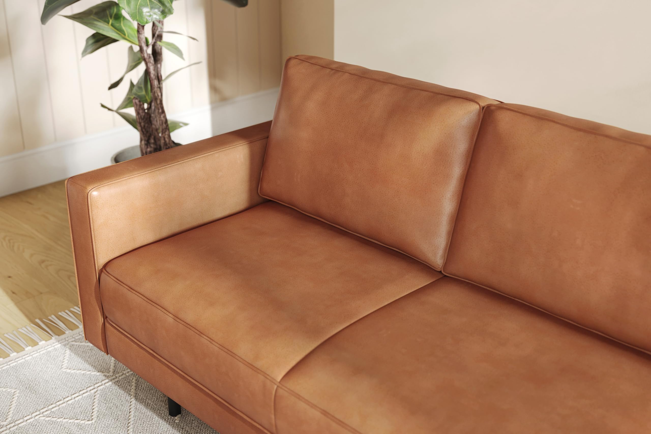 90" Italian Nappa Leather Sofa Cognac