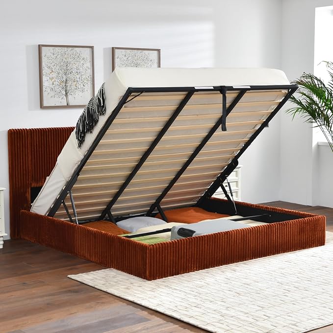 Full Size Storage Bed Frame with Hydraulic Lift