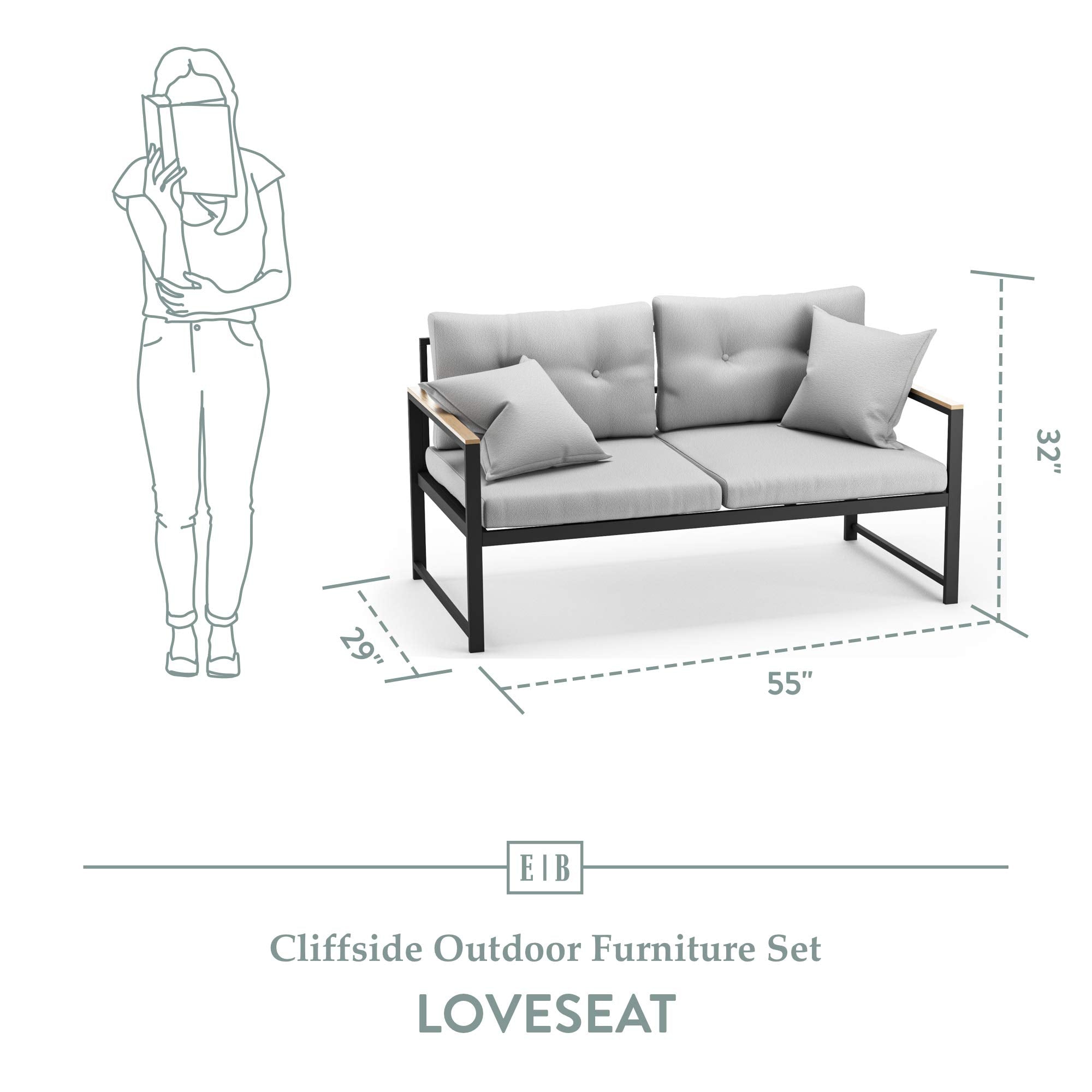 Cliffside Metal Loveseat with Cushions