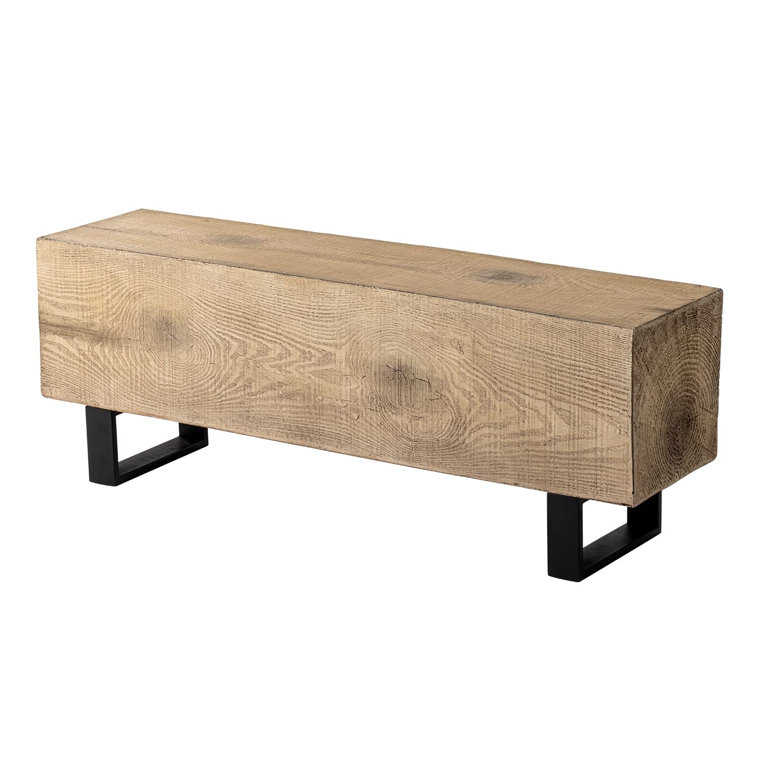 Modern Outdoor Bench 48" Faux Wood Concrete Backless Patio Garden