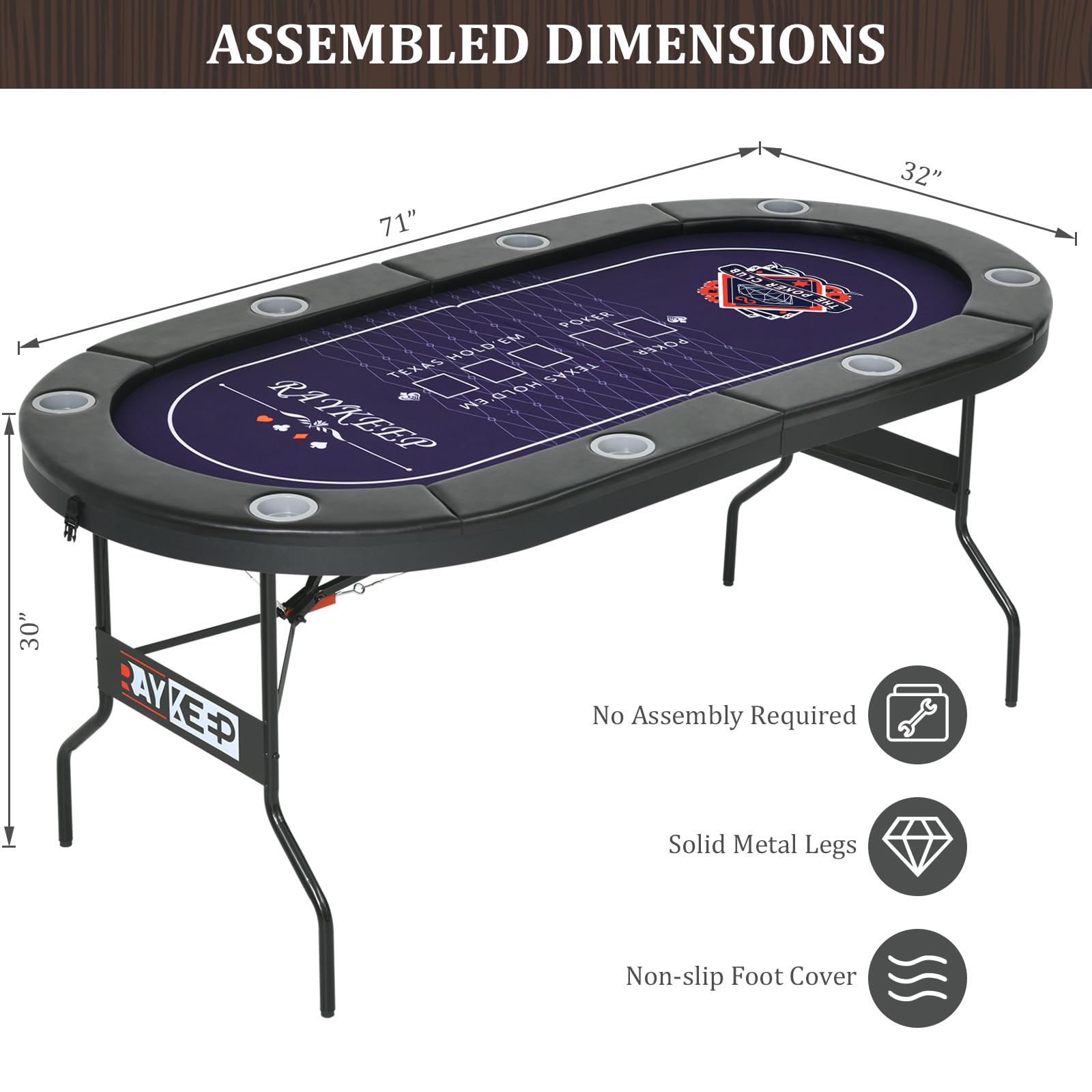 71 Inch Foldable Poker Table