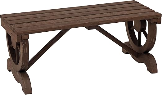 2-Person Wooden Wagon Wheel Garden Bench