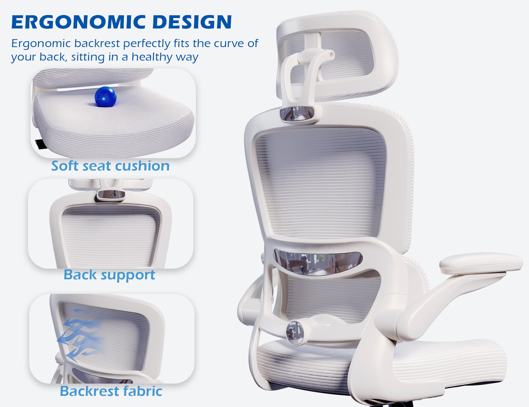 Ergonomic Office Chair with Adjustable Headrest and Lumbar Support