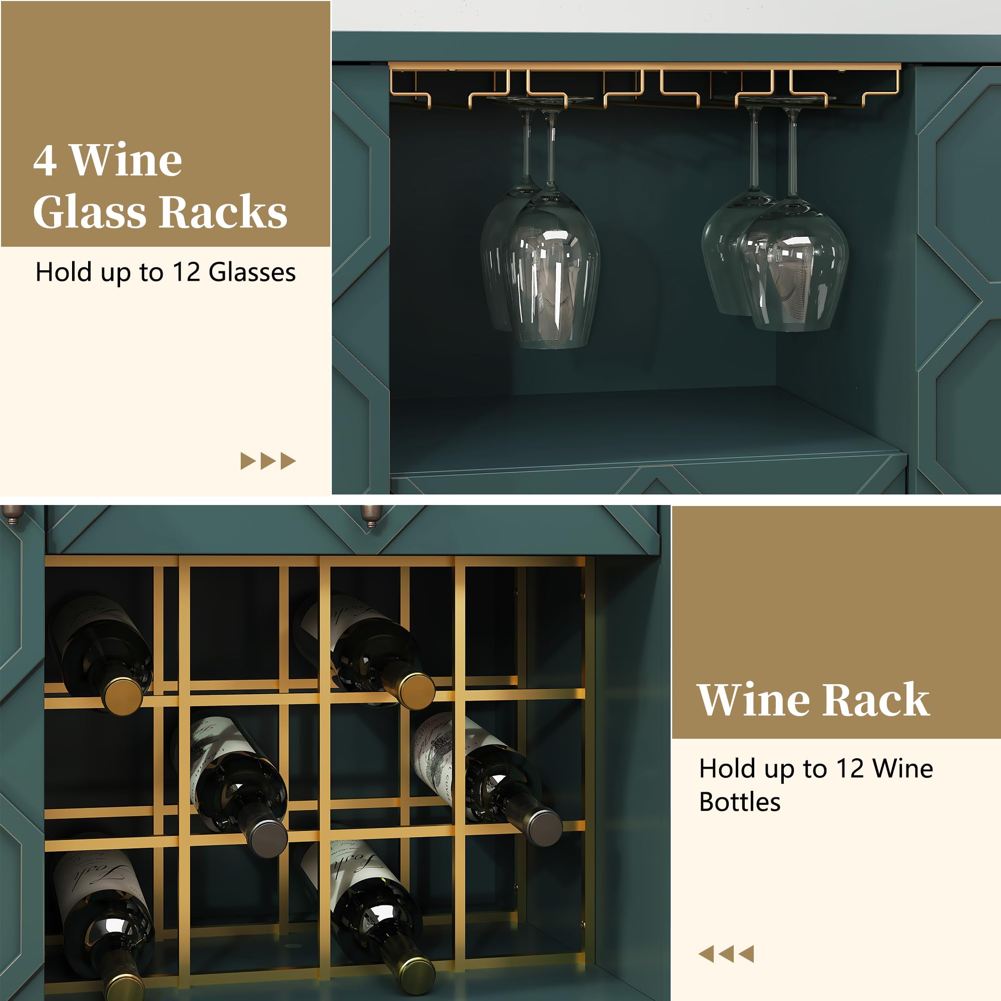 Modern Bar Cabinet with Drawer and Wine Glass Racks