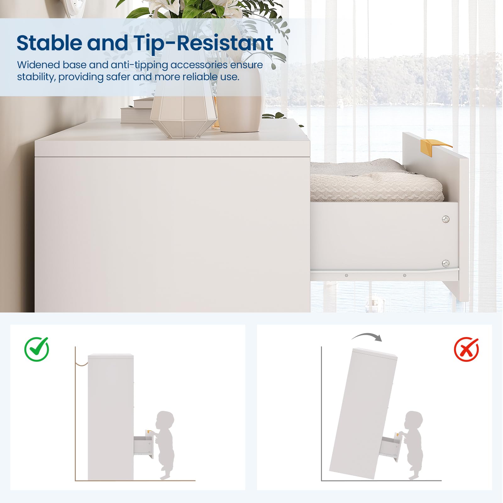 4 Drawer Dresser with Waveform Fluted Panel