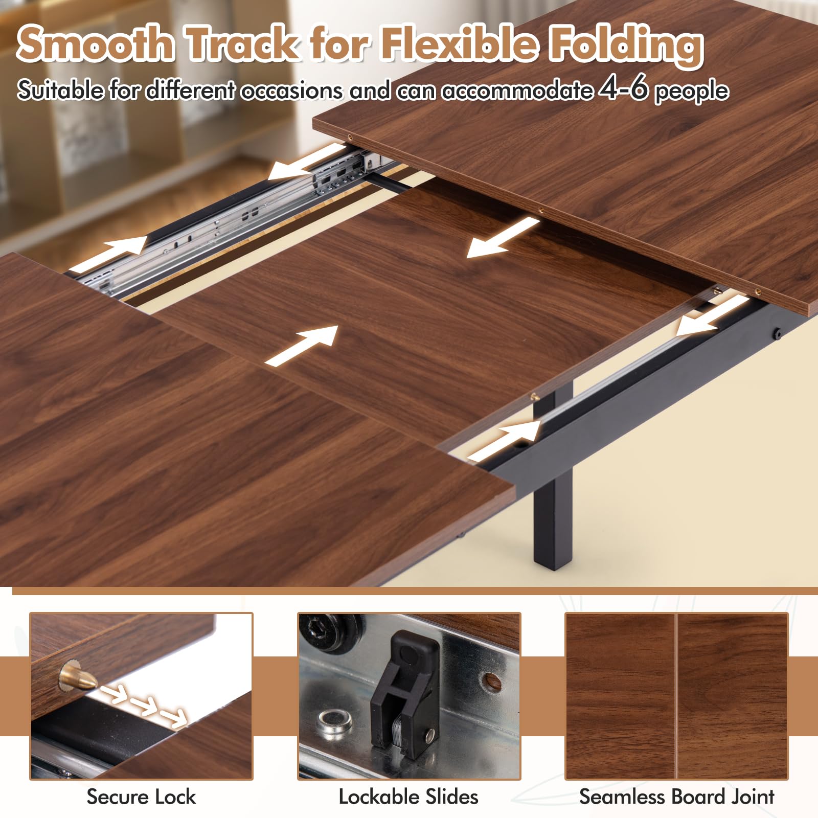5-Piece Extendable Dining Table Set with Benches and Stools