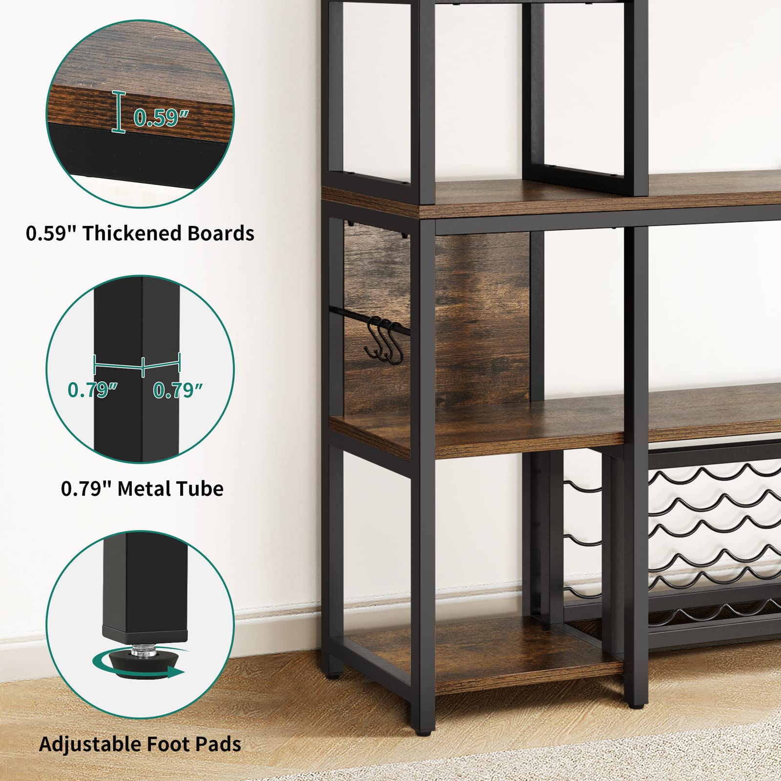 5-Tier Baker's Rack with Power Outlet and Wine Storage