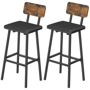 Bar Stools Set of 2 - PU Upholstered with Footrests