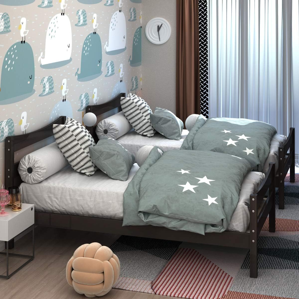 Wood Twin Bed Frame with Headboard