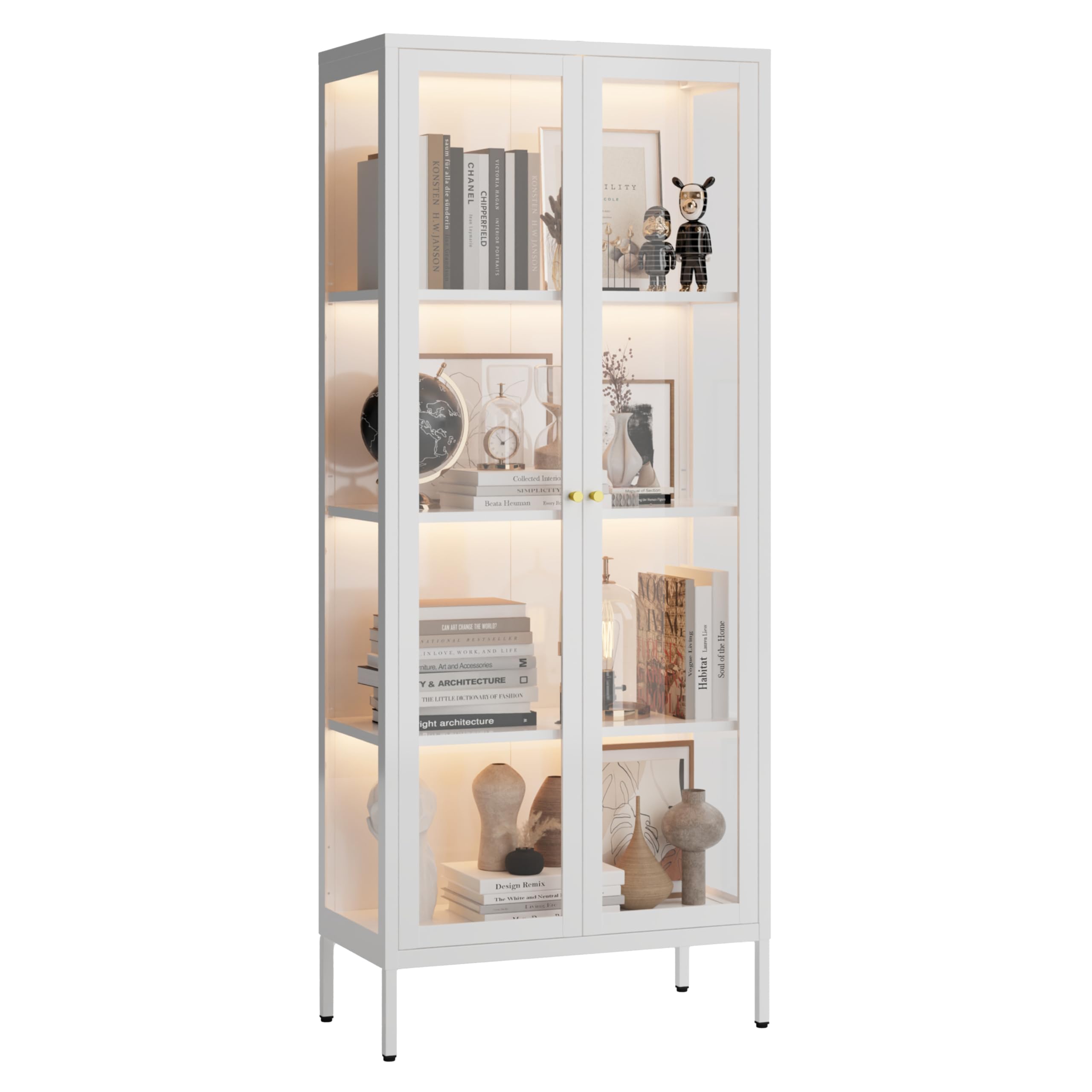 Display Cabinet with Glass Doors and LED Lights
