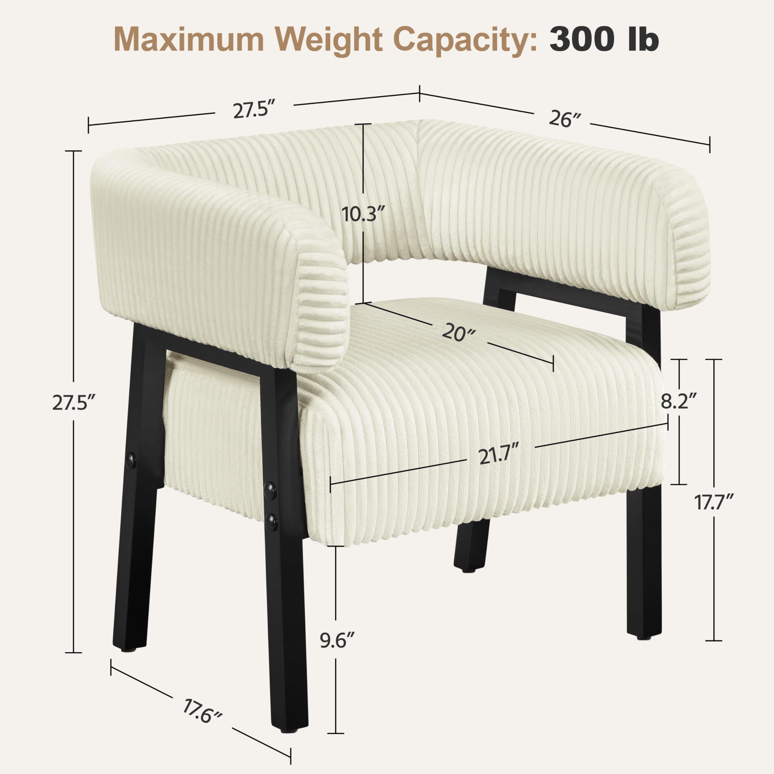 Corduroy Barrel Accent Chair Set of 2