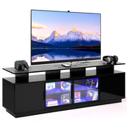 70 Inch TV Stand with LED Lights and Charging Station