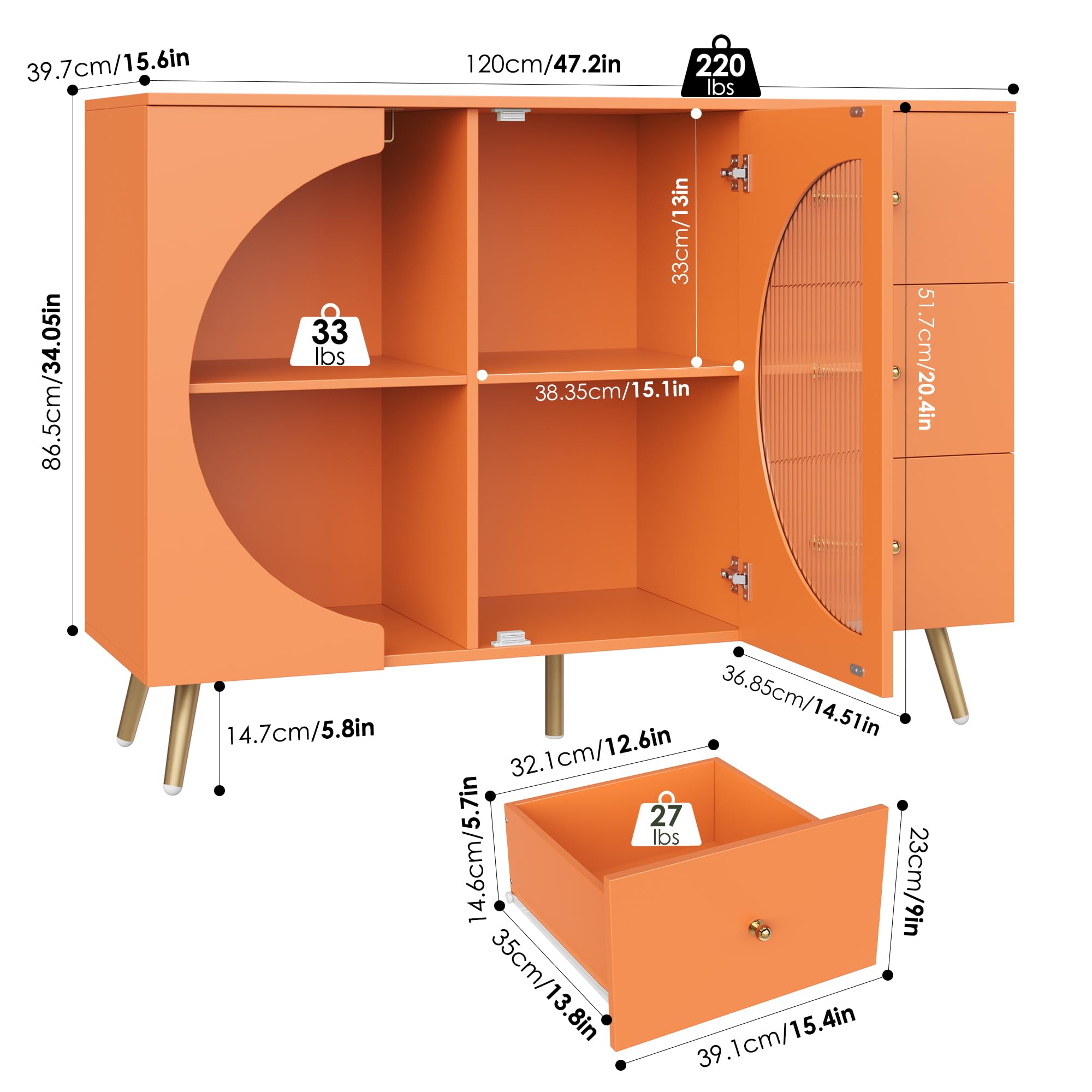 Coffee Bar Cabinet with Glass Door