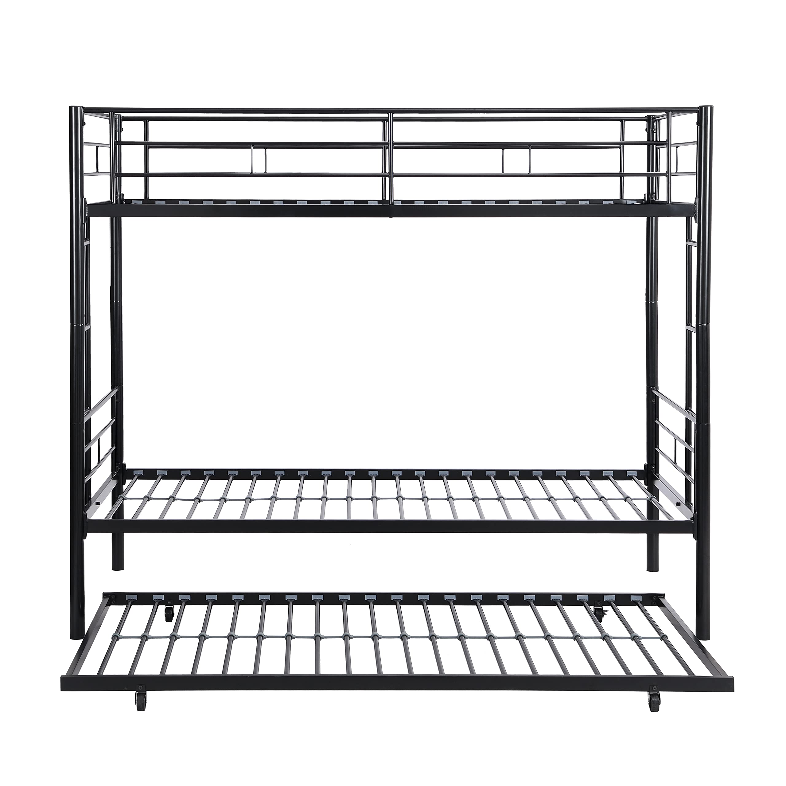 Heavy Duty Metal Bunk Bed Twin Over Twin with Trundle