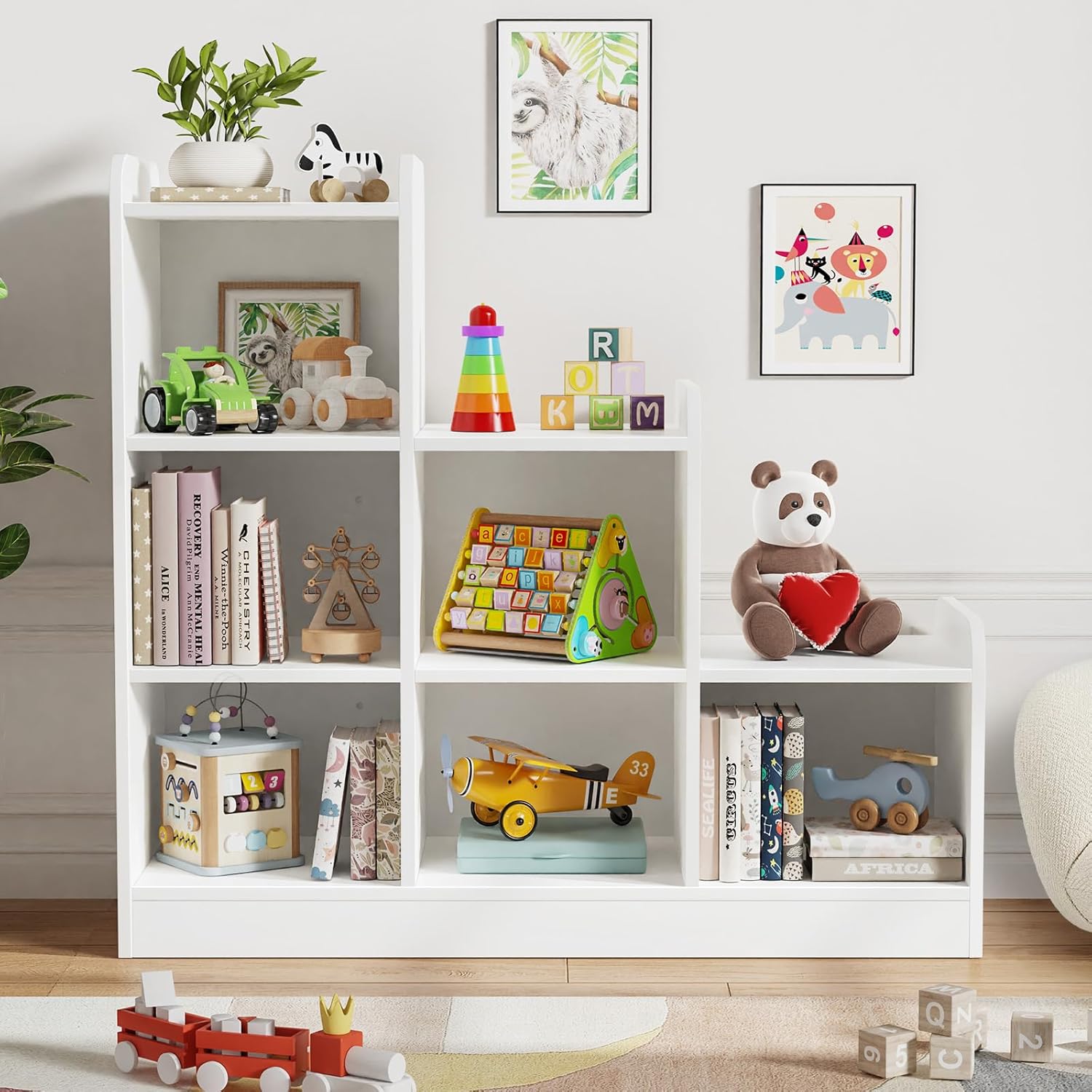 6-Cube Montessori Bookshelf & Toy Storage Organizer