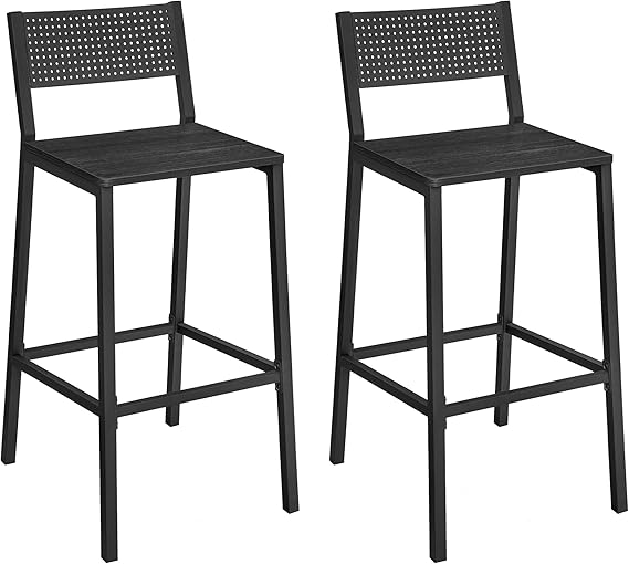 Rustic Brown Bar Stool with Backrest