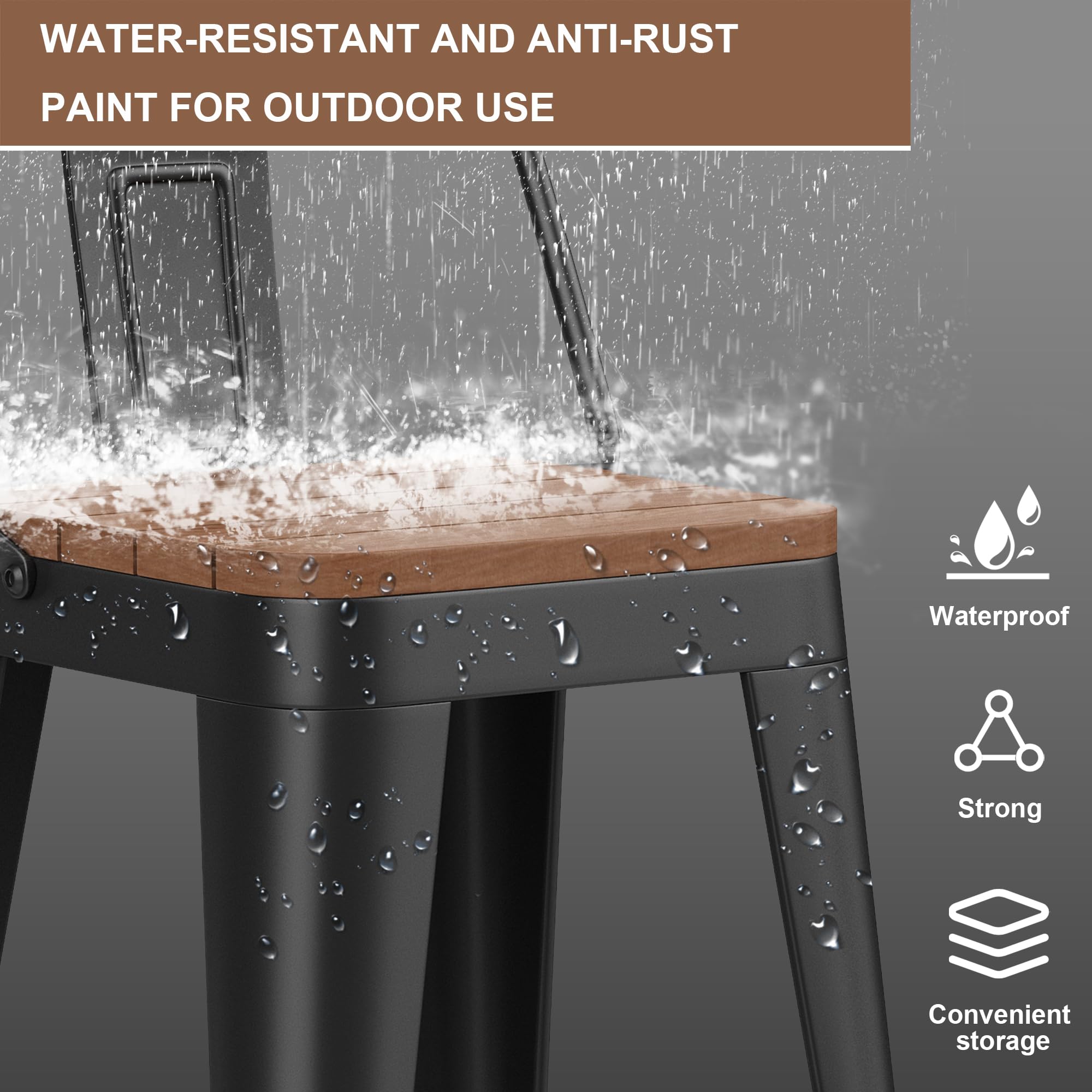 26" Outdoor Metal Bar Stools Set of 4