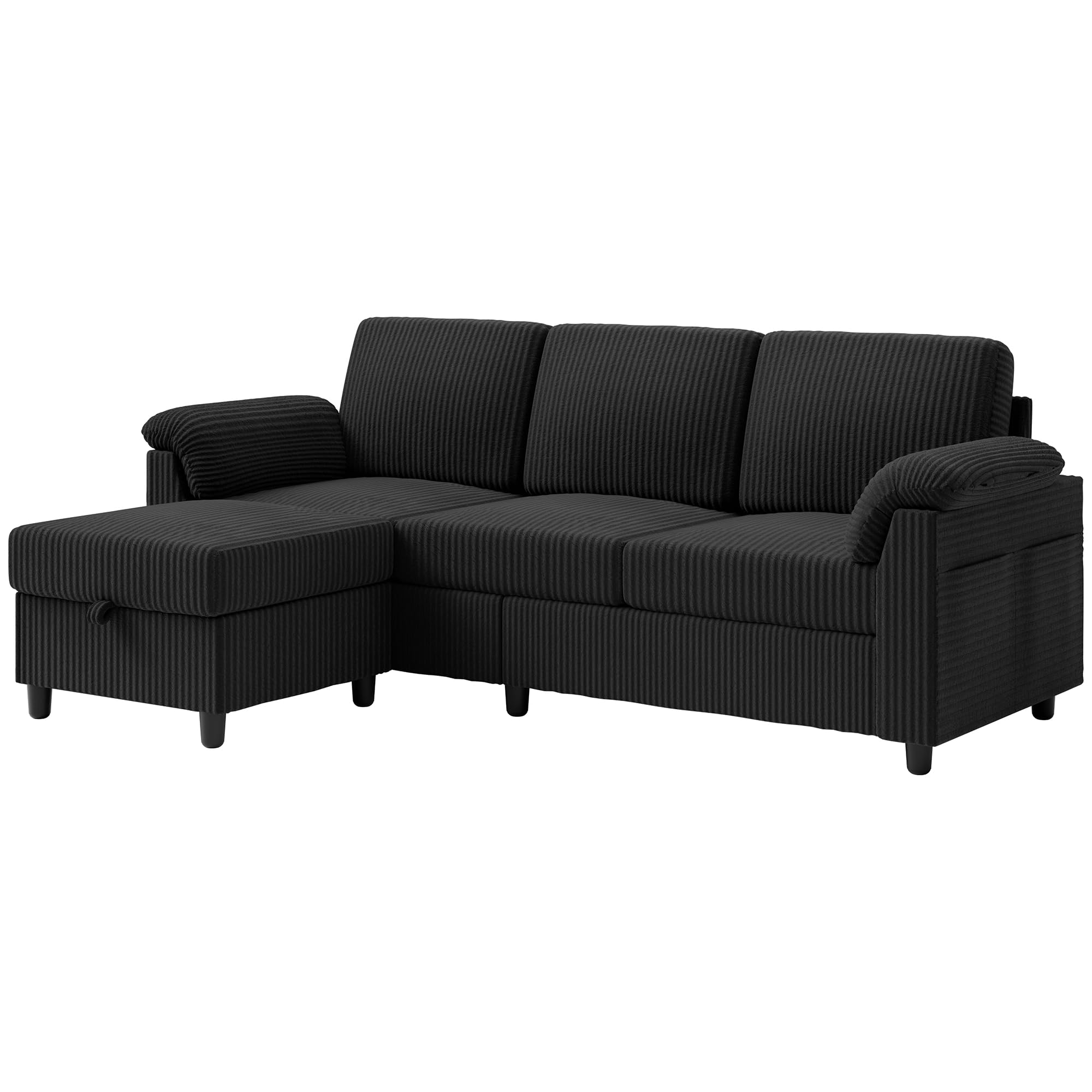 Convertible Sectional Couch 3-Seat L-Shaped Sofa with Removable Pillows