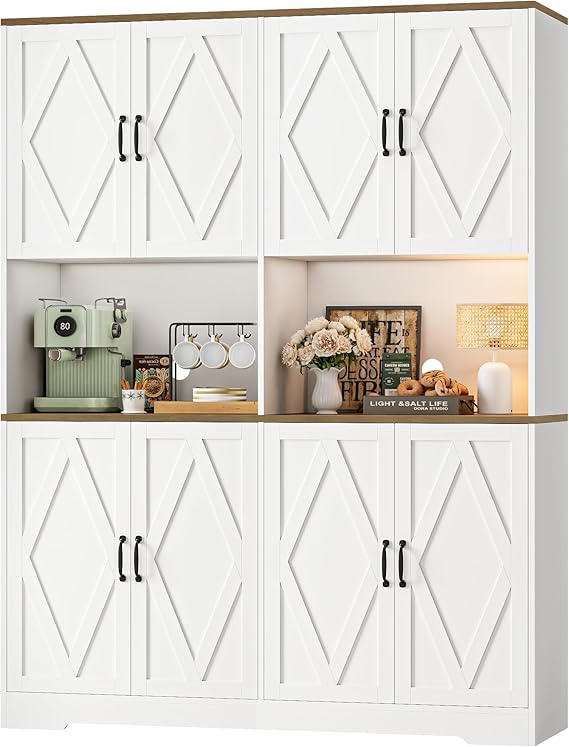 Tall Pantry Cabinet with Microwave Stands