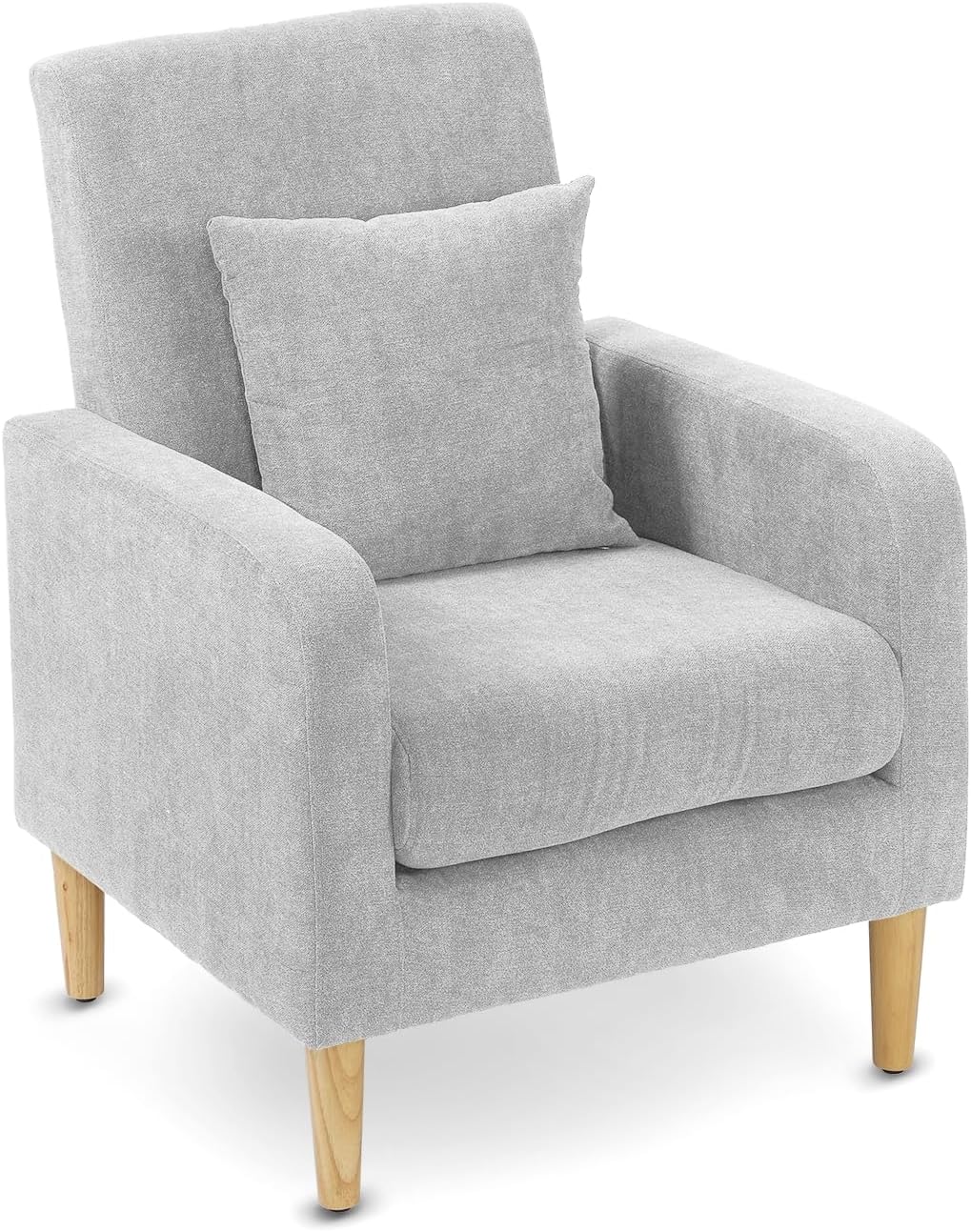 Upholstered Accent Chair with Pillow and Wooden Legs