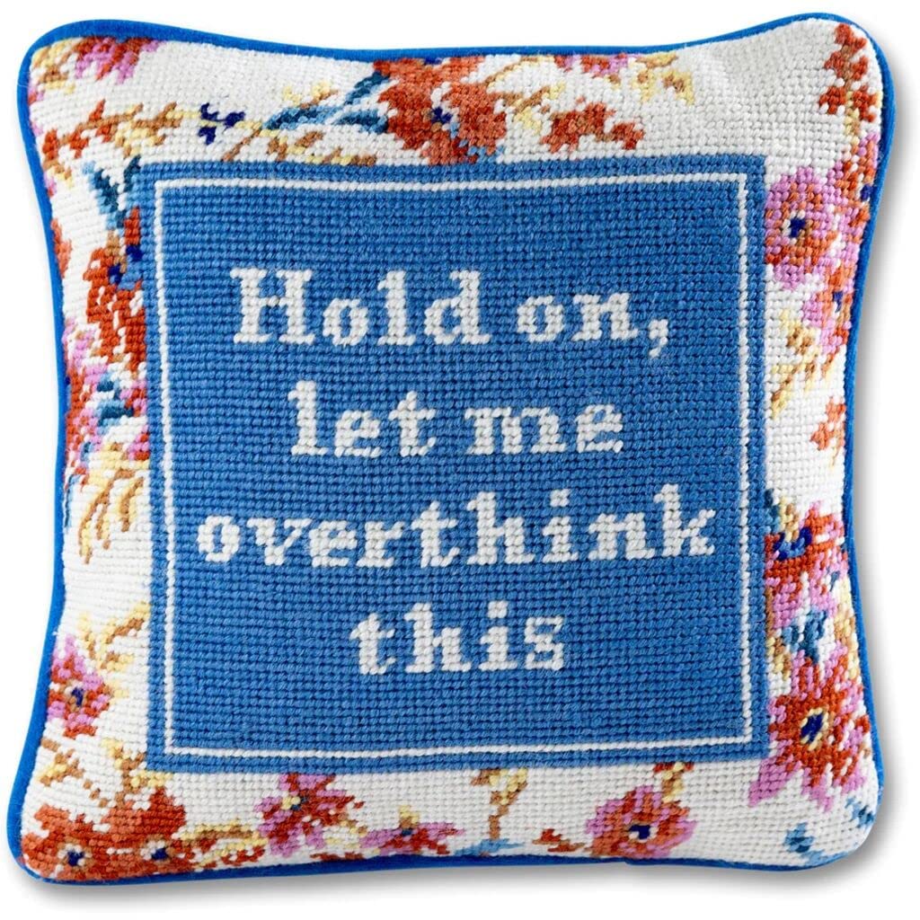 Needlepoint Decorative Throw Pillow - Overthink - 11x11