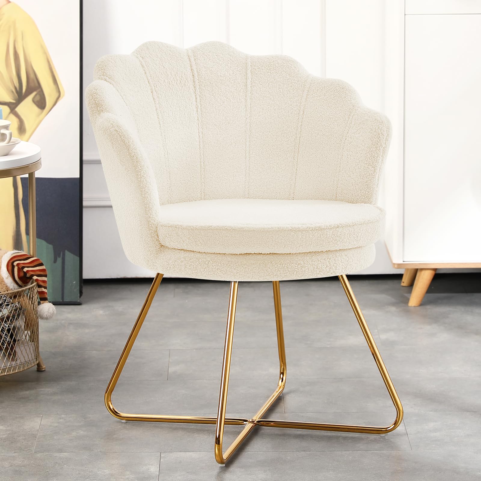 Shell Accent Chair with Gold Legs