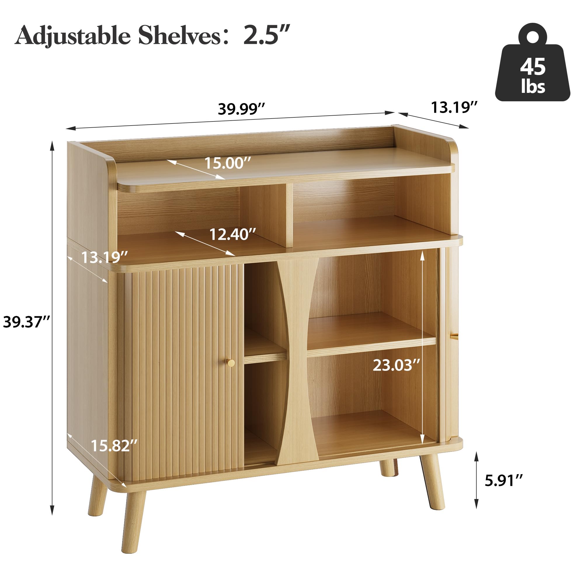 39" Buffet Sideboard Cabinet with Sliding Doors