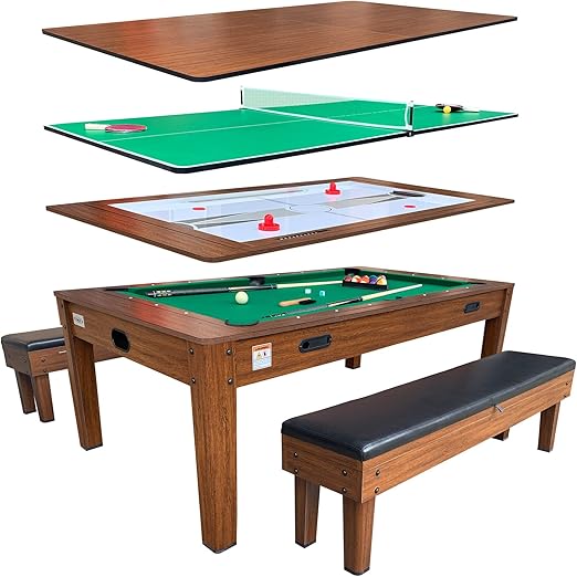 7.5-Foot 4-in-1 Multi-Game Swivel Table - Pool, Air Hockey, Table Tennis