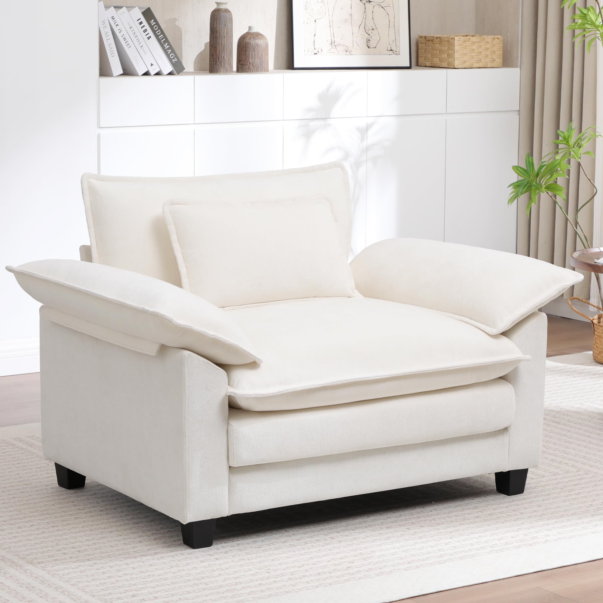 Oversized Chenille Accent Chair with Deep Seat