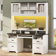 77.8" Executive Desk with Hutch and LED Light