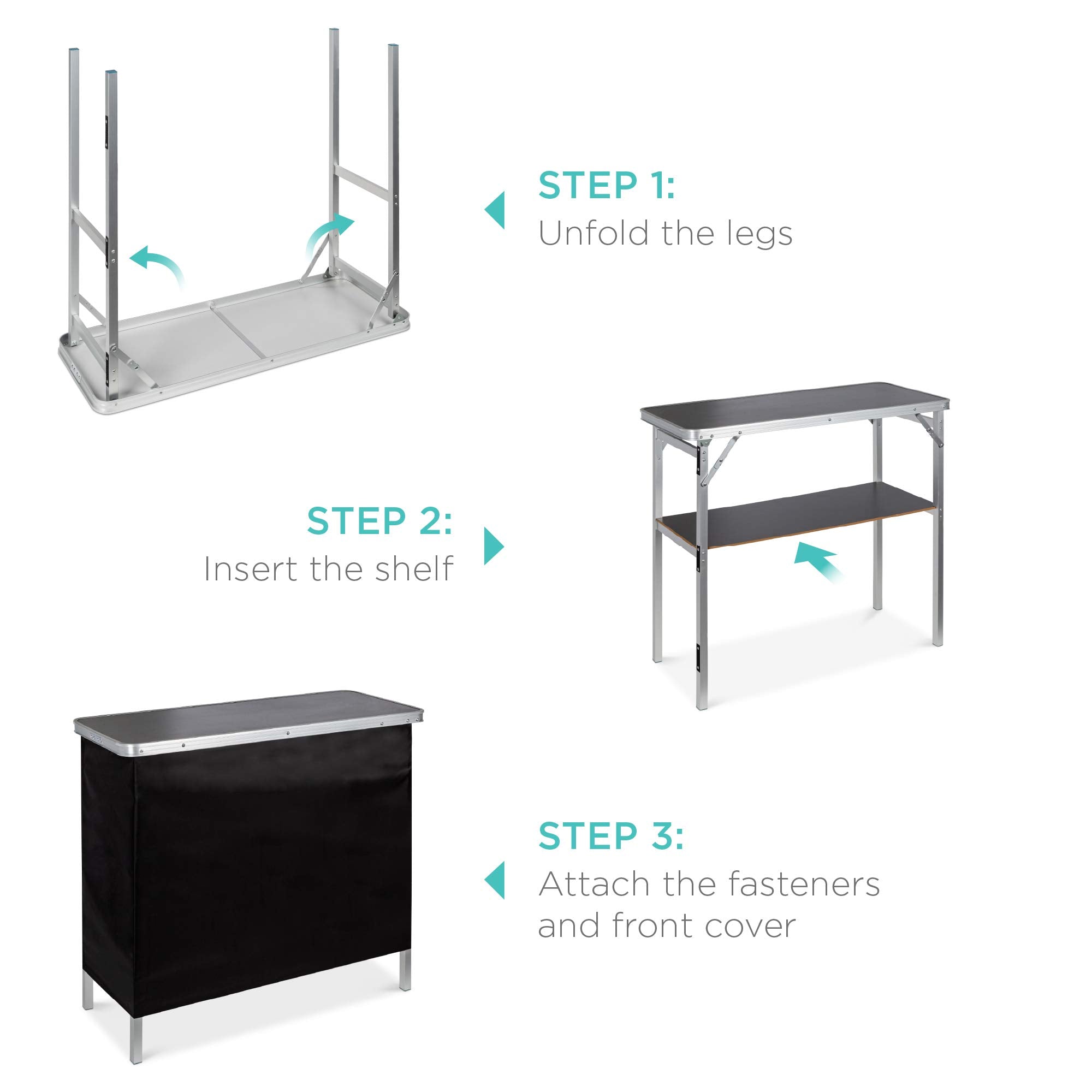 Portable Pop-Up Bar Table with Storage Shelf