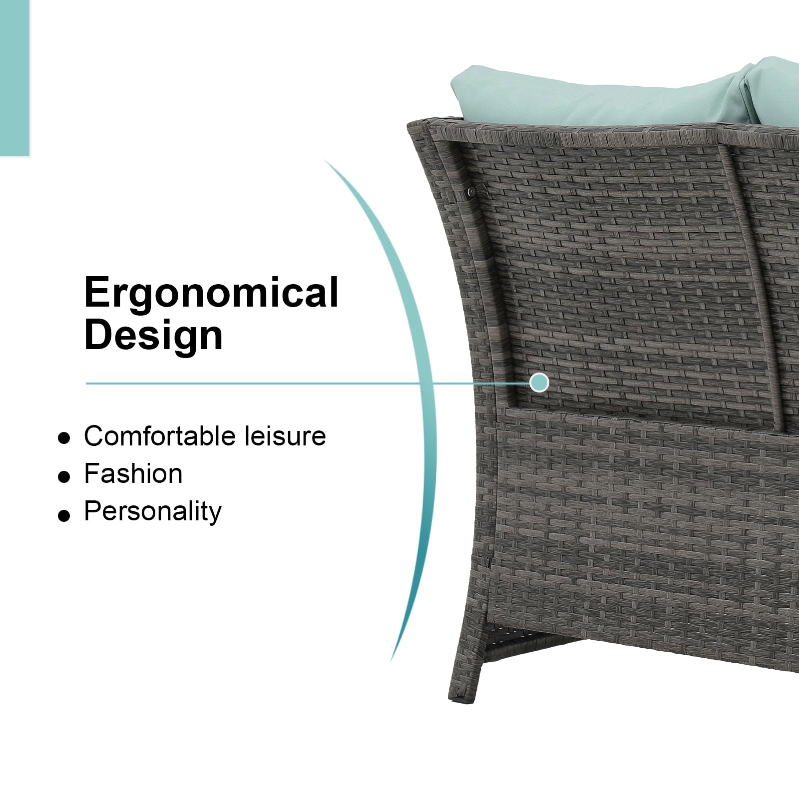 2-Piece Outdoor Wicker Loveseat and Coffee Table Set with Storage