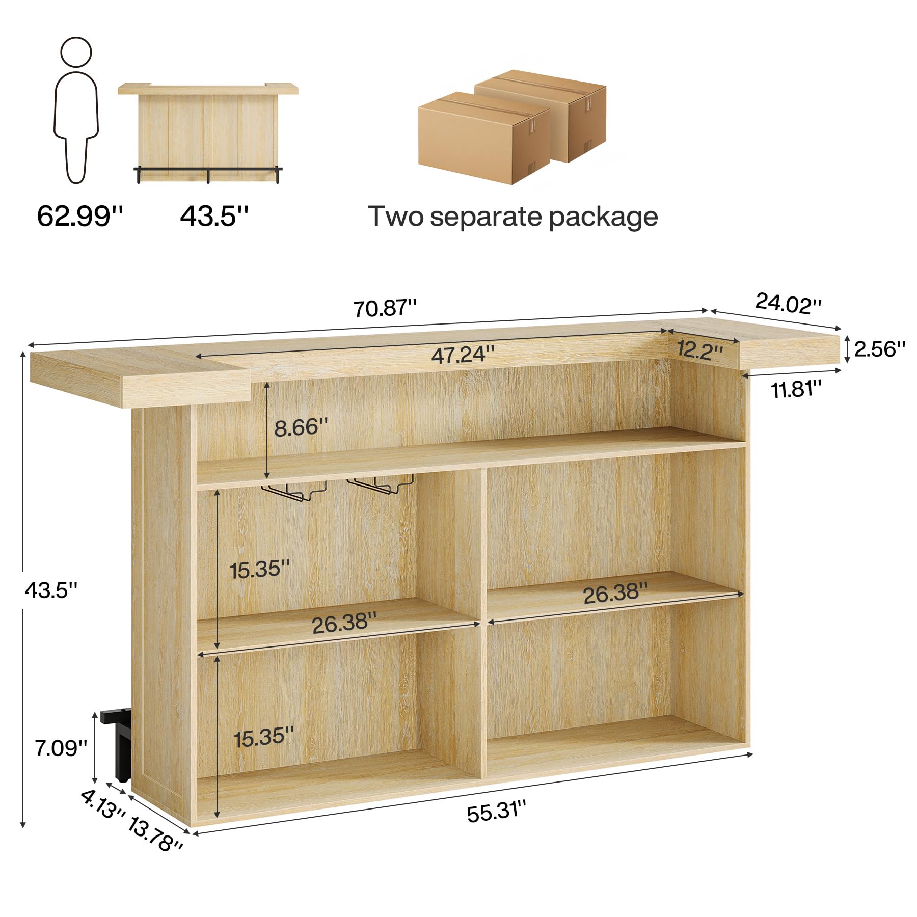 4-Tier Bar Table with Storage and Footrest