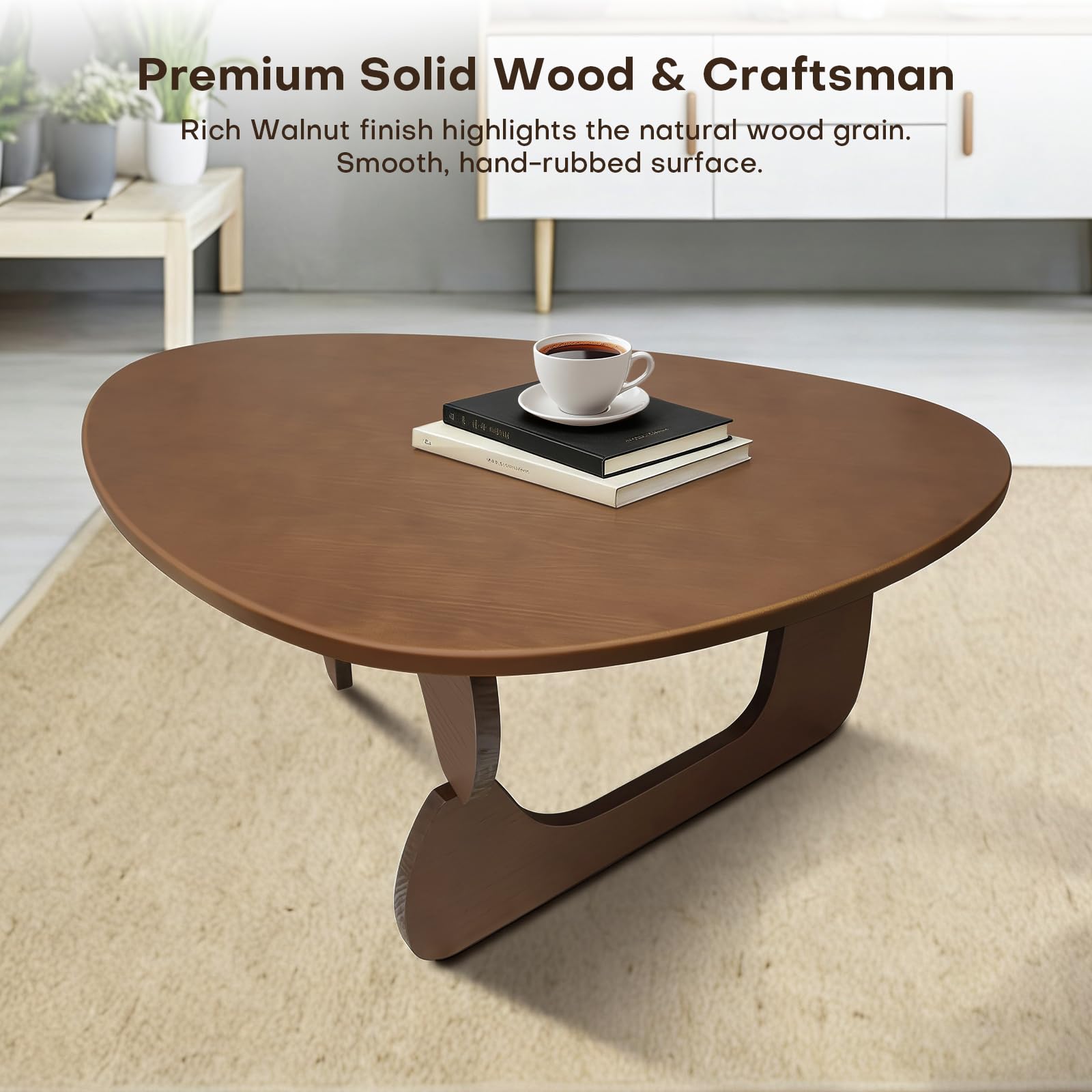 Semicircular Walnut Coffee Table