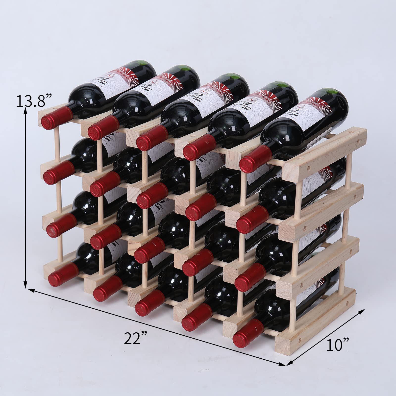 Pine Wood Wine Rack Countertop Storage