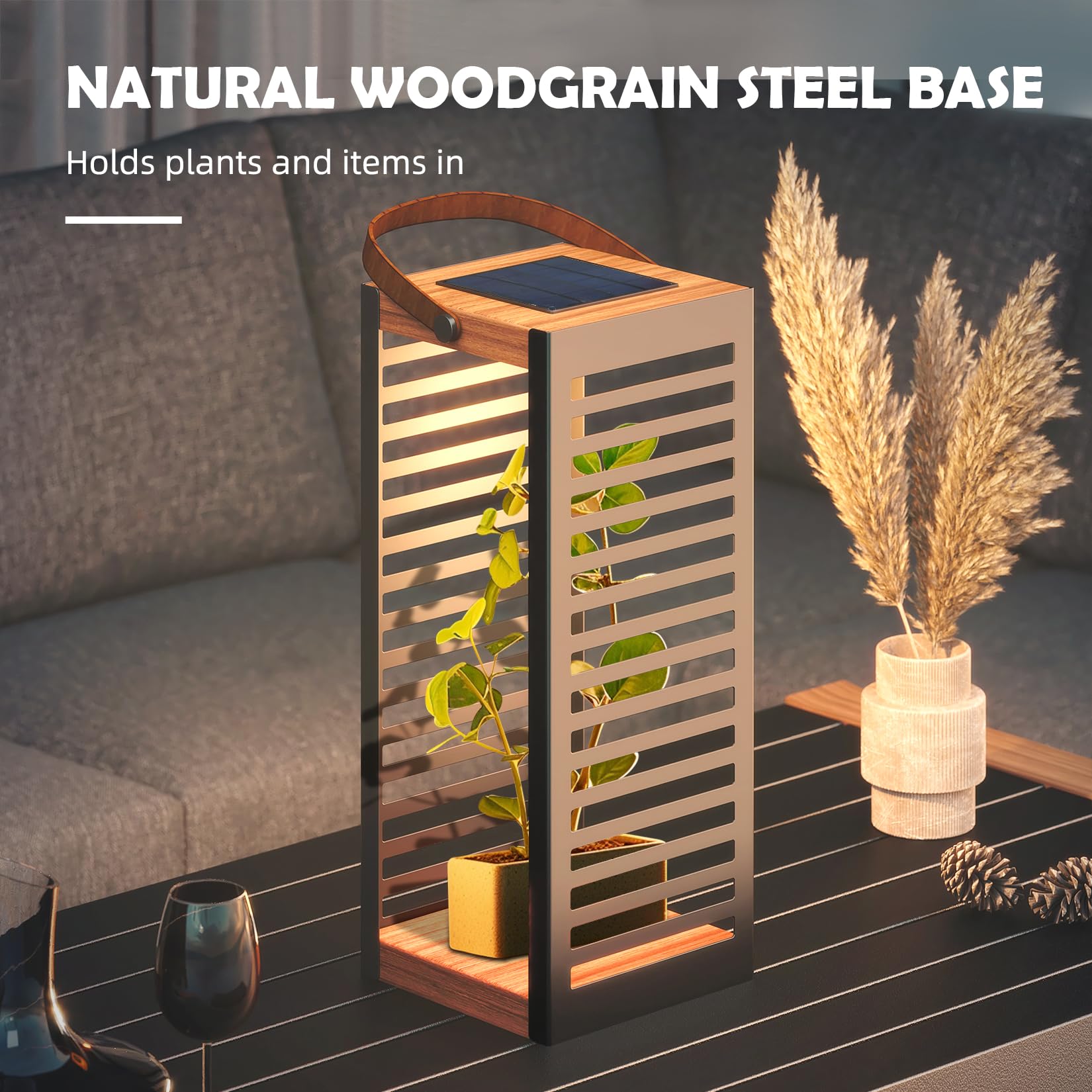 2-Pack Outdoor Solar Floor Lamp with Handle
