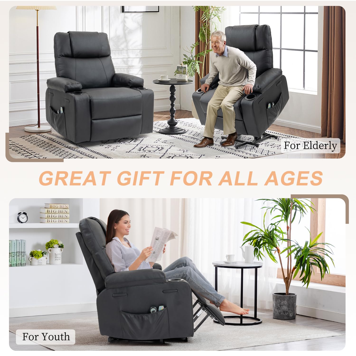 Power Lift Recliner with Massage and Heat